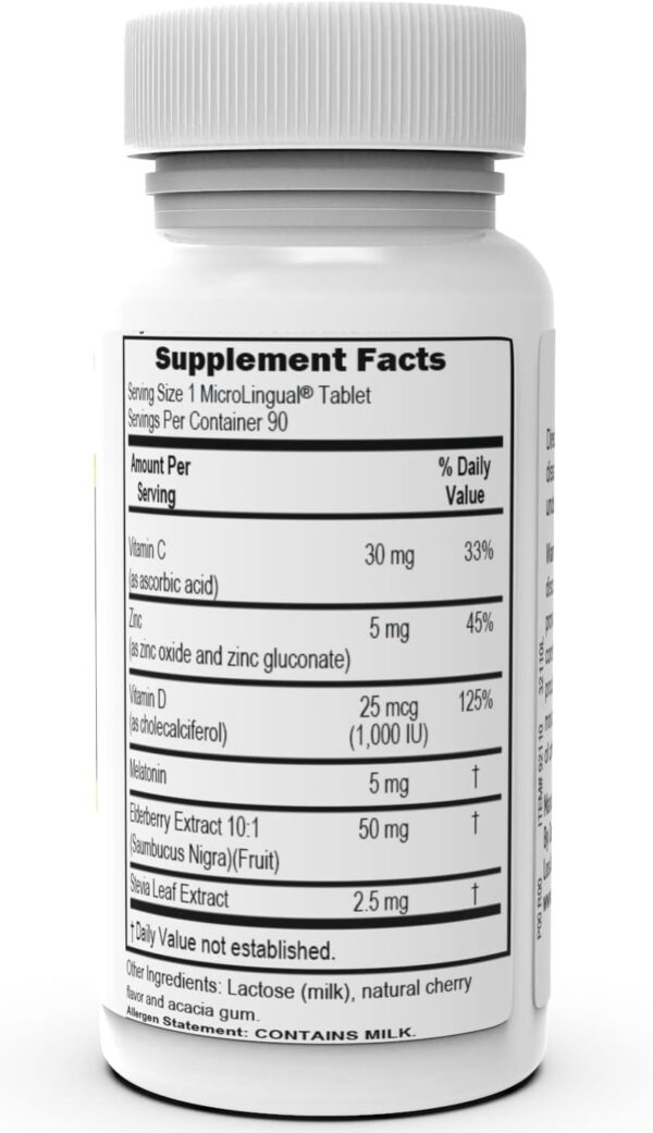 Superior Source Sleep & Immune, Melatonin 5 mg, Zinc 5 mg, Vit. C 30 mg, D3 1,000 IU, Elderberry Extract 50 mg, Quick Dissolve MicroLingual Tablets, 90... - Image 2